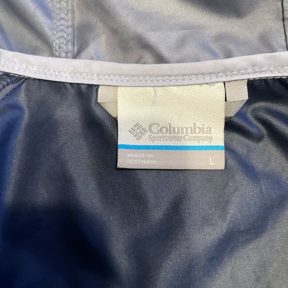 Columbia Windbreaker Lt Lavender & Navy Zip up with Hoodie Sz L - Picture 3 of 7